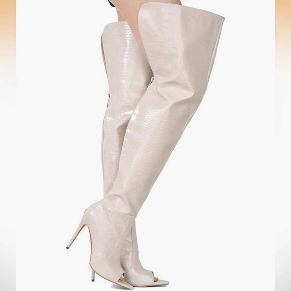 Cape Robbin Cream Over-the-Knee heeled Boots size 8 - Picture 4 of 13